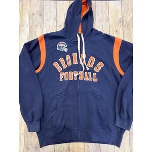 Vintage Denver Broncos NFL Heavy Full Zip Blue Hoodie sz 2XL